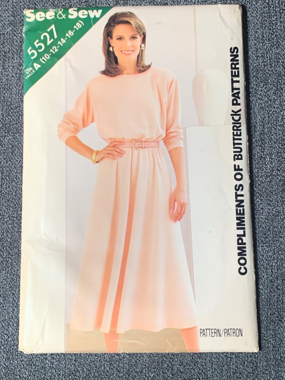 Butterick See & Sew Pattern 5527 Misses Dress Size 10 12 14 16 18 Uncut 80s